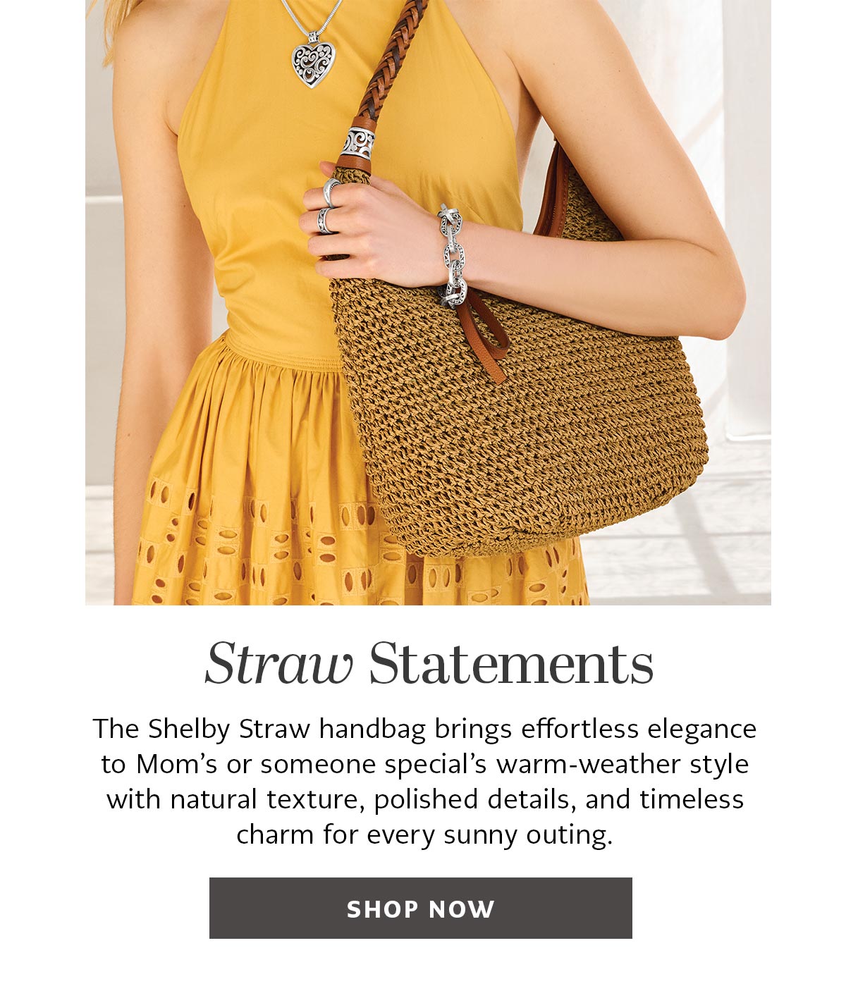 Straw Statements - The Shelby Straw handbag brings effortless elegance to Mom's or someone special's warm-weather style with natural texture, polished details, and timeless charm for every sunny outing. - Shop Now