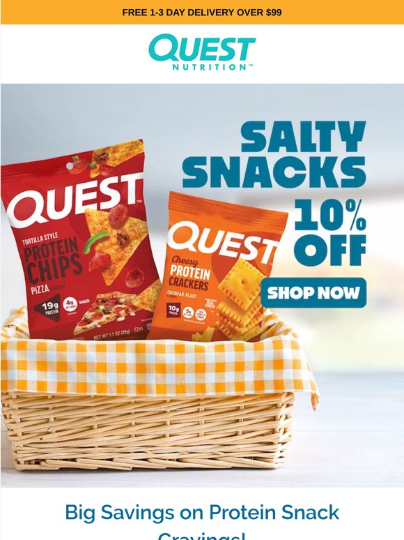 Last Chance! 10% Off Quest Salty Snacks