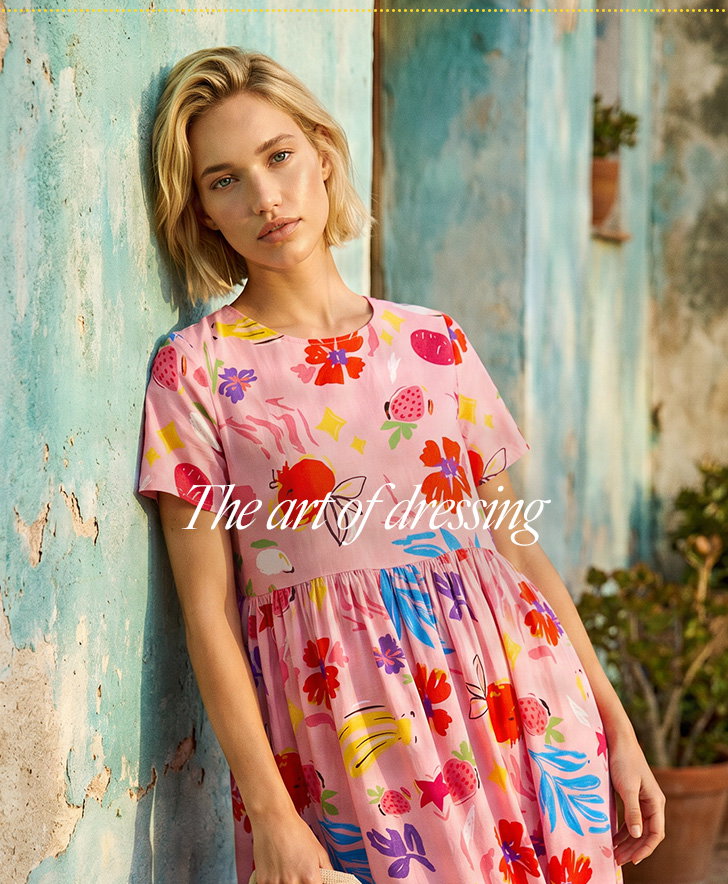Pink Fruit Print Pocket Midi Dress
