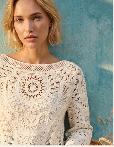 Ivory Longline Crochet Knit Tunic
