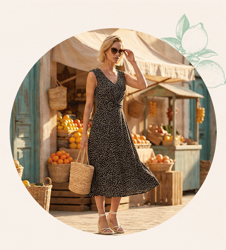 Black Polka Dot Twist Front Dress