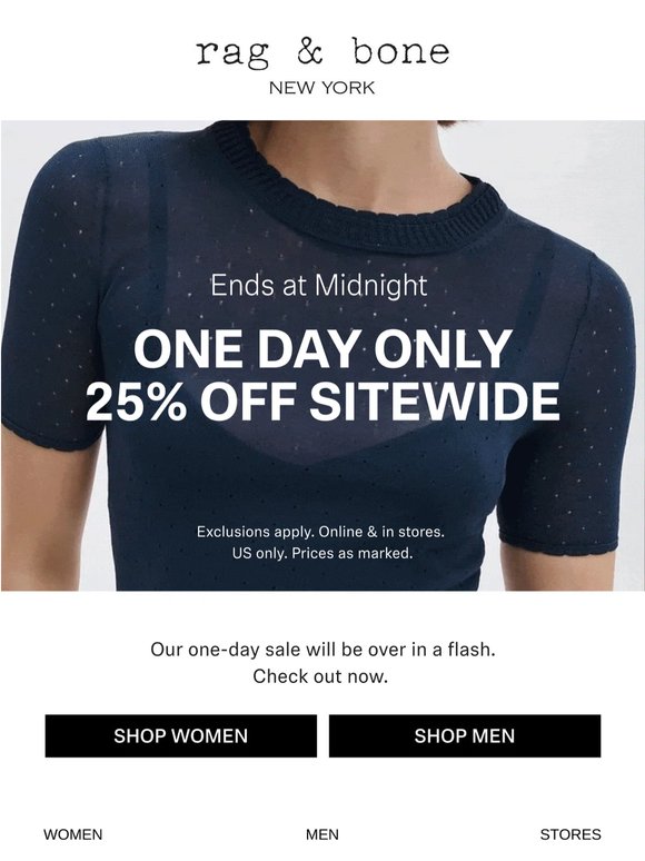 25% Off Sitewide Ends at Midnight