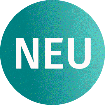 Ein Neuheiten Schriftzug ist auf blauem Hintergrund aufgeschrieben. 