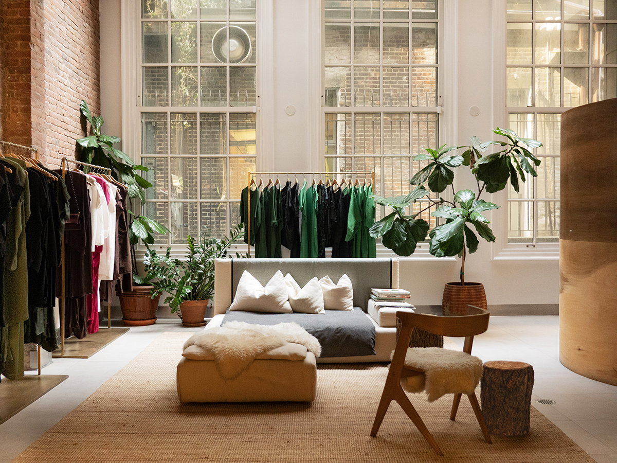 The interior of the Zero + Maria Cornejo store at 42 Walker Street in Tribeca, NYC.