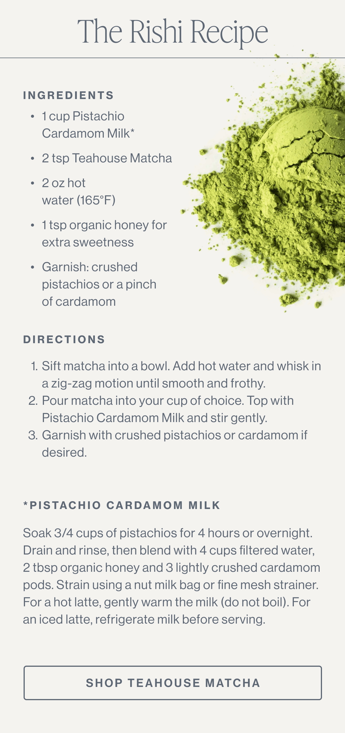 The Rishi Recipe | Shop Teahouse Matcha