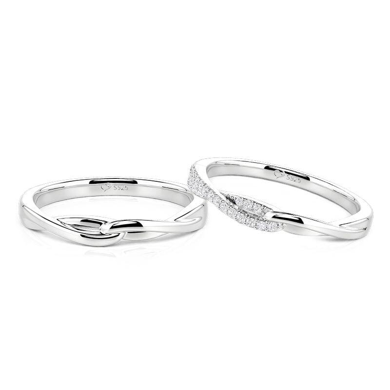 Simple Knot Twist Couple Ring Set Sterling Silver