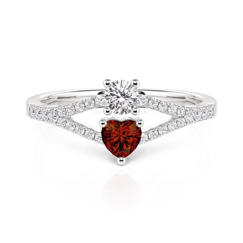Custom Split Shank Promise Ring with 2 Birthstones