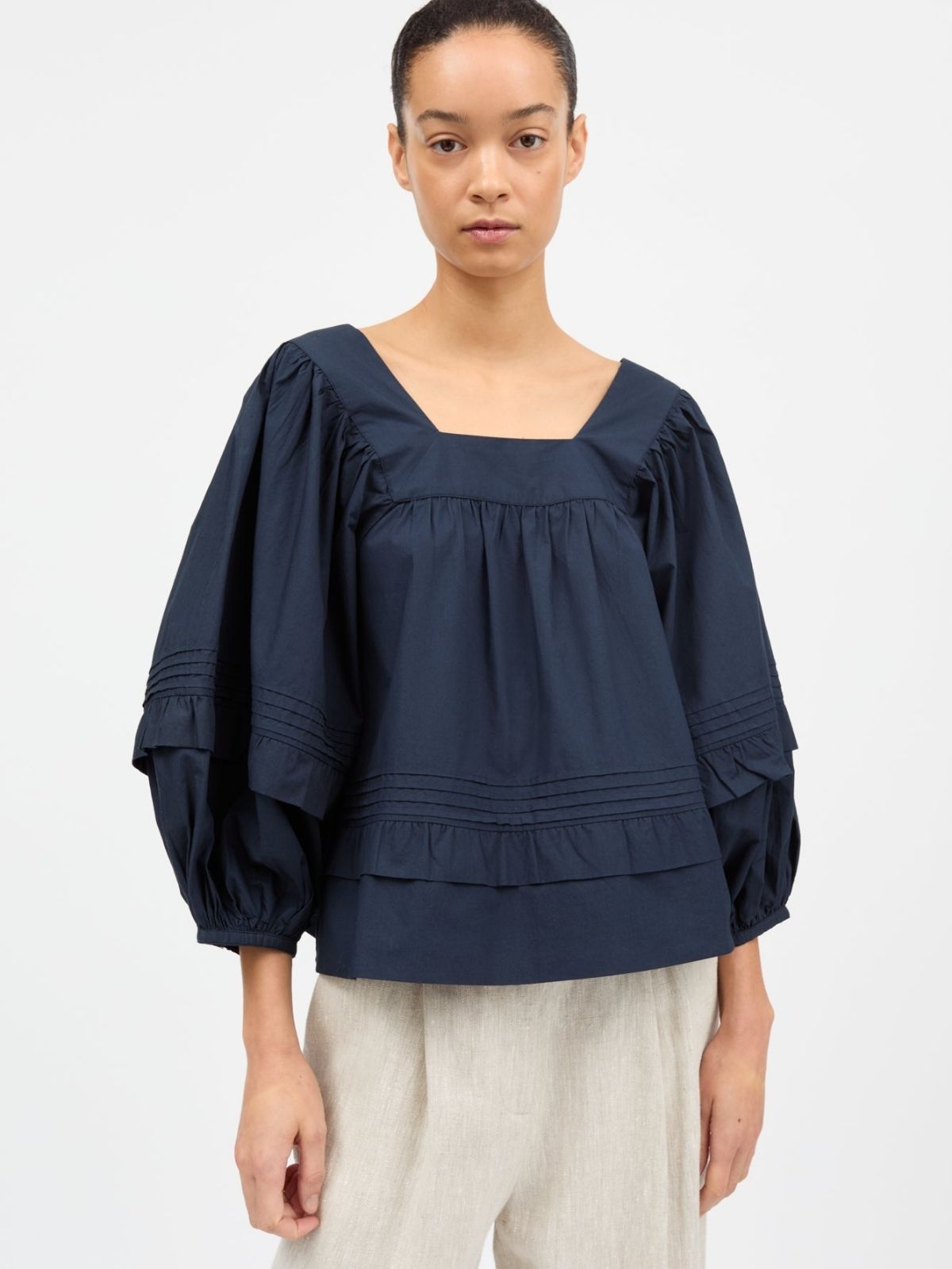 Alice Ballon Sleeves Blouse - Navy SKALL STUDIO  Regular price£165.00