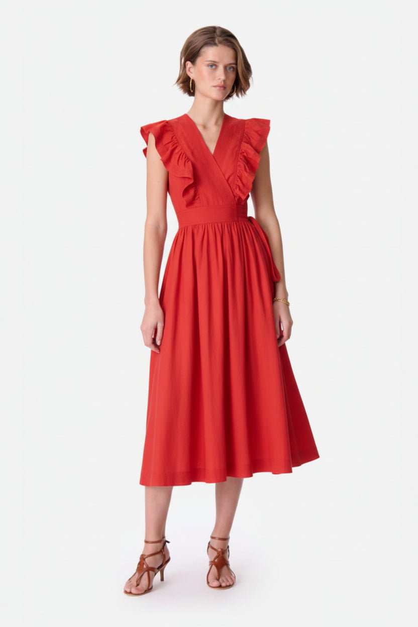 Ermione Frill Dress - Red VANESSA BRUNO  Regular price£310.00