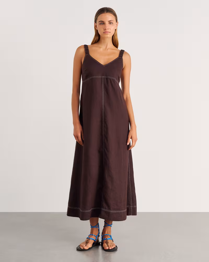 Image of Sara Linen Midi Dress