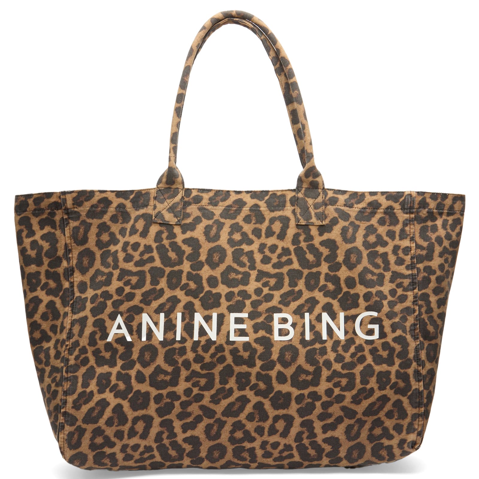 Anine Bing Leo Canvas Tote Leopard Bag