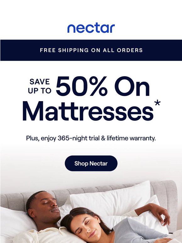Save up to 50% on award-winning mattresses 😴