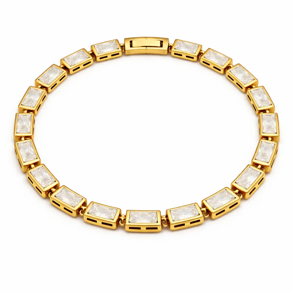 Image of Monroe Baguette Bezel Tennis Chain Bracelet