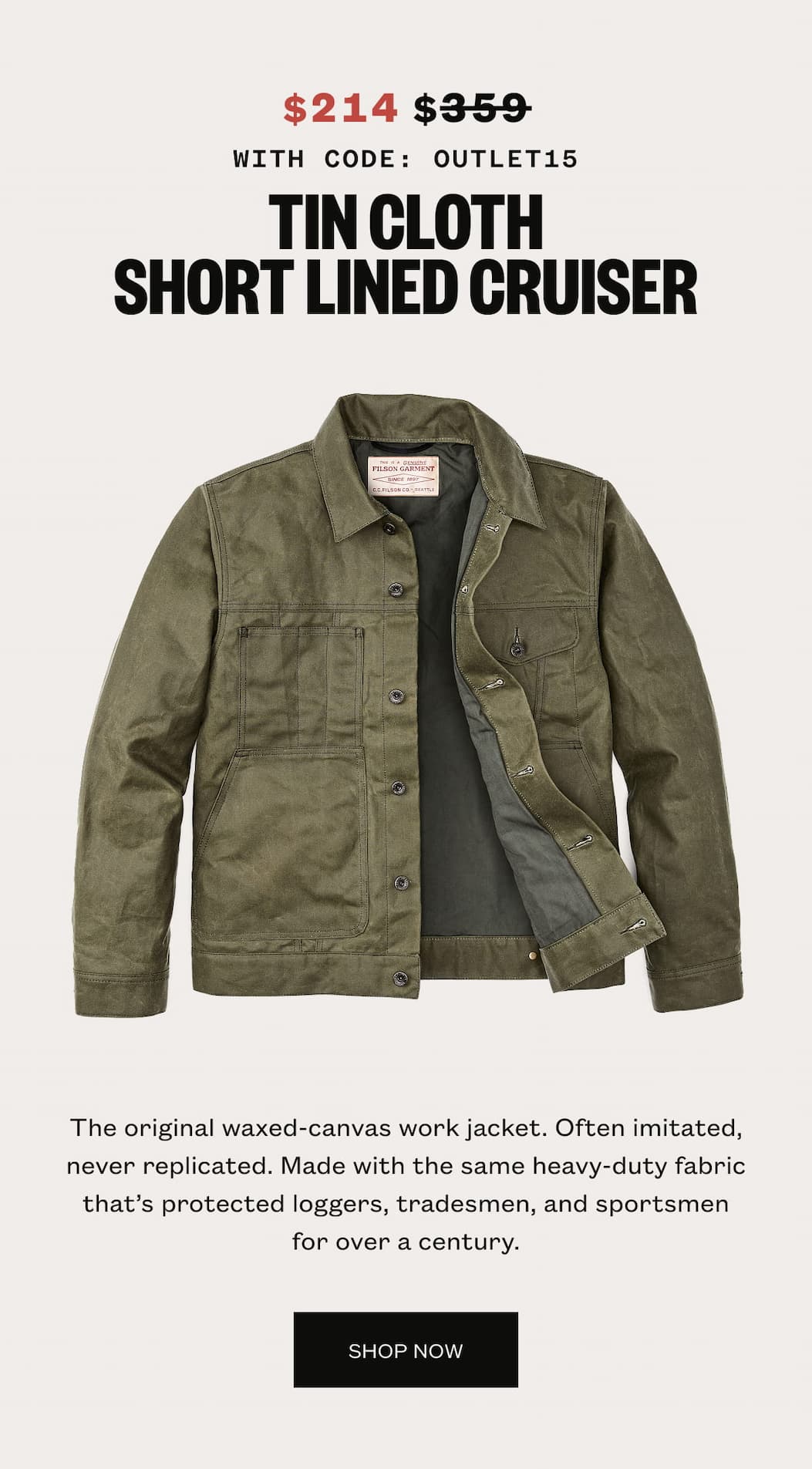 Tin Cloth Short Lined Cruiser