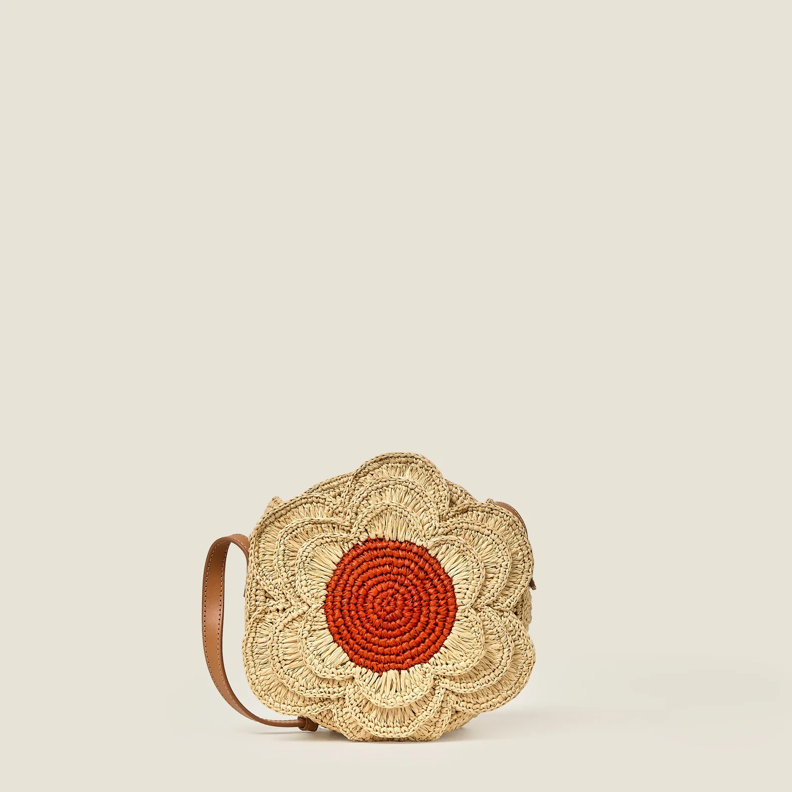 Image of Flower Circle Raffia Crossbody - Natural