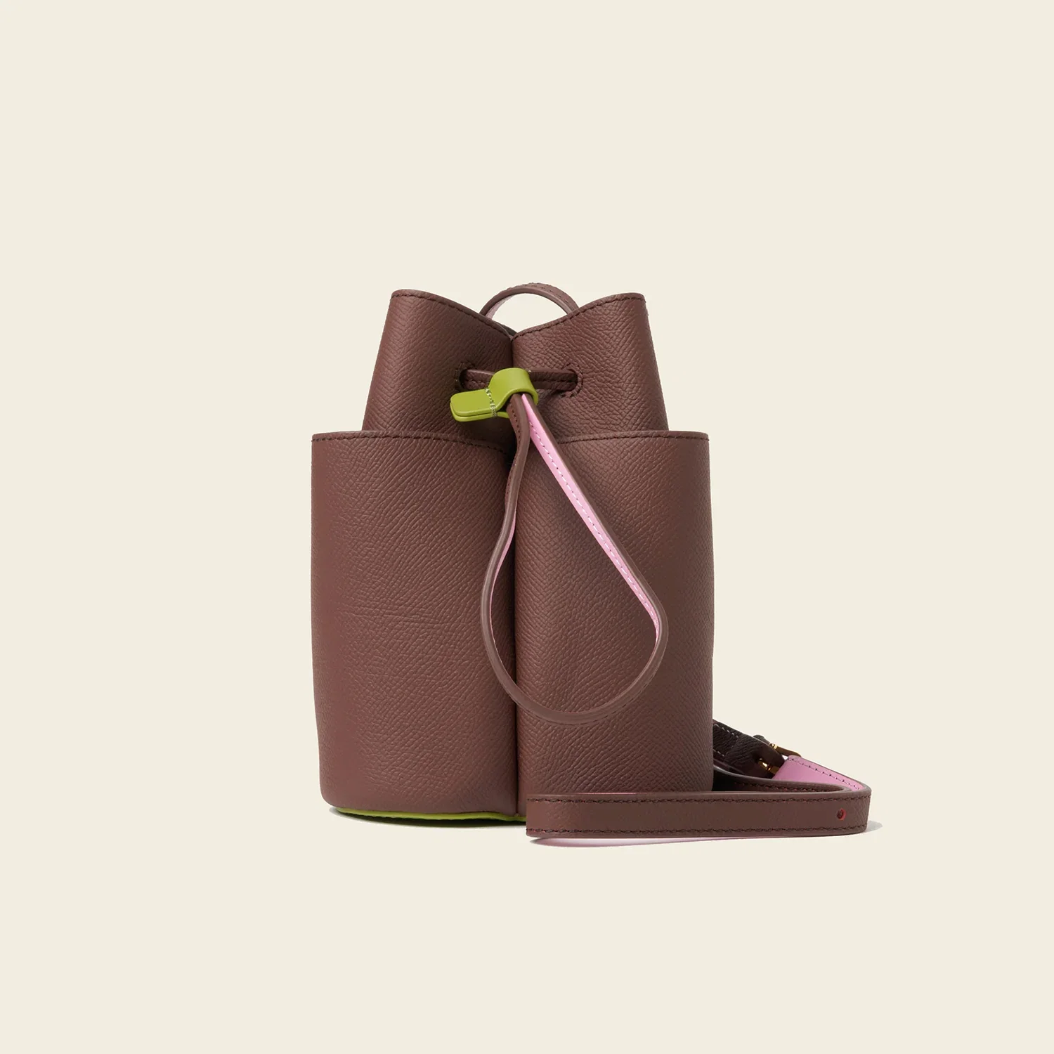 Image of Small Flower Petal Leather Crossbody Bag - Dark Brown
