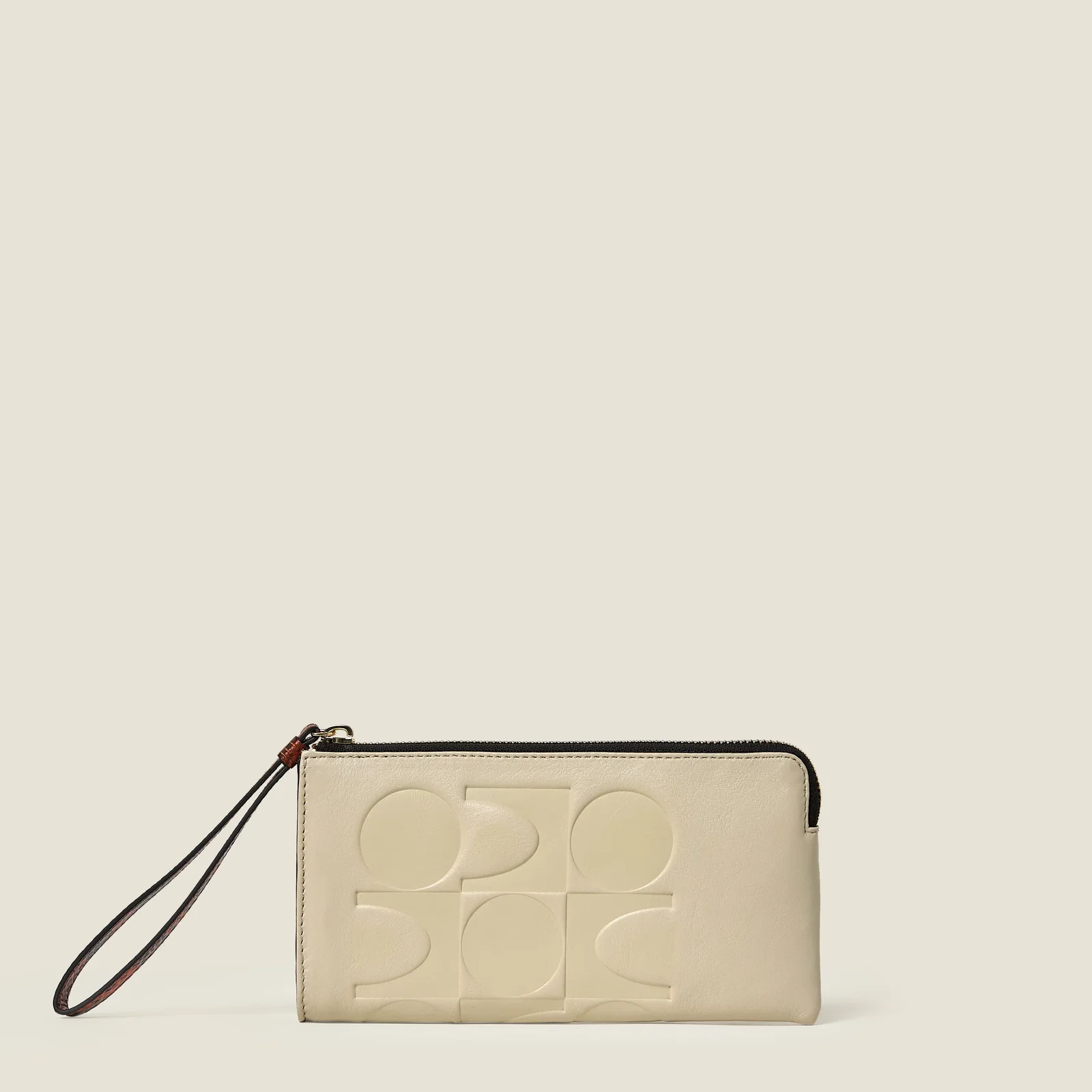 Image of Flat Zip Leather Wallet - White Crème