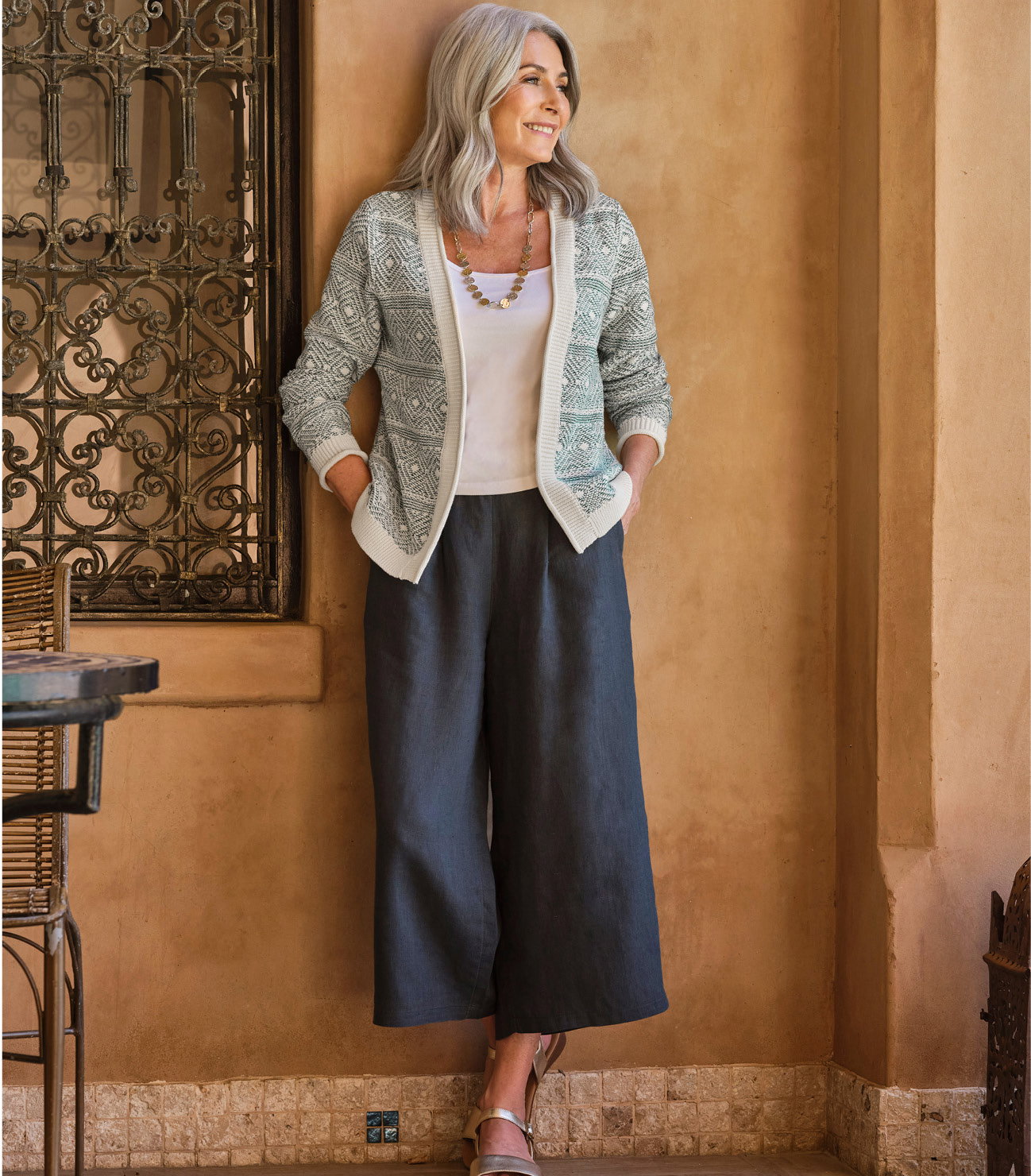 Cardigan à motifs sur toute la longueur - Femme - 100 % coton