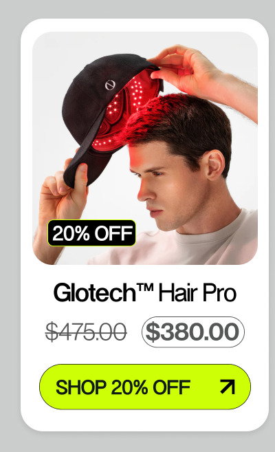 man holiding hat with hair pro inside text and green button