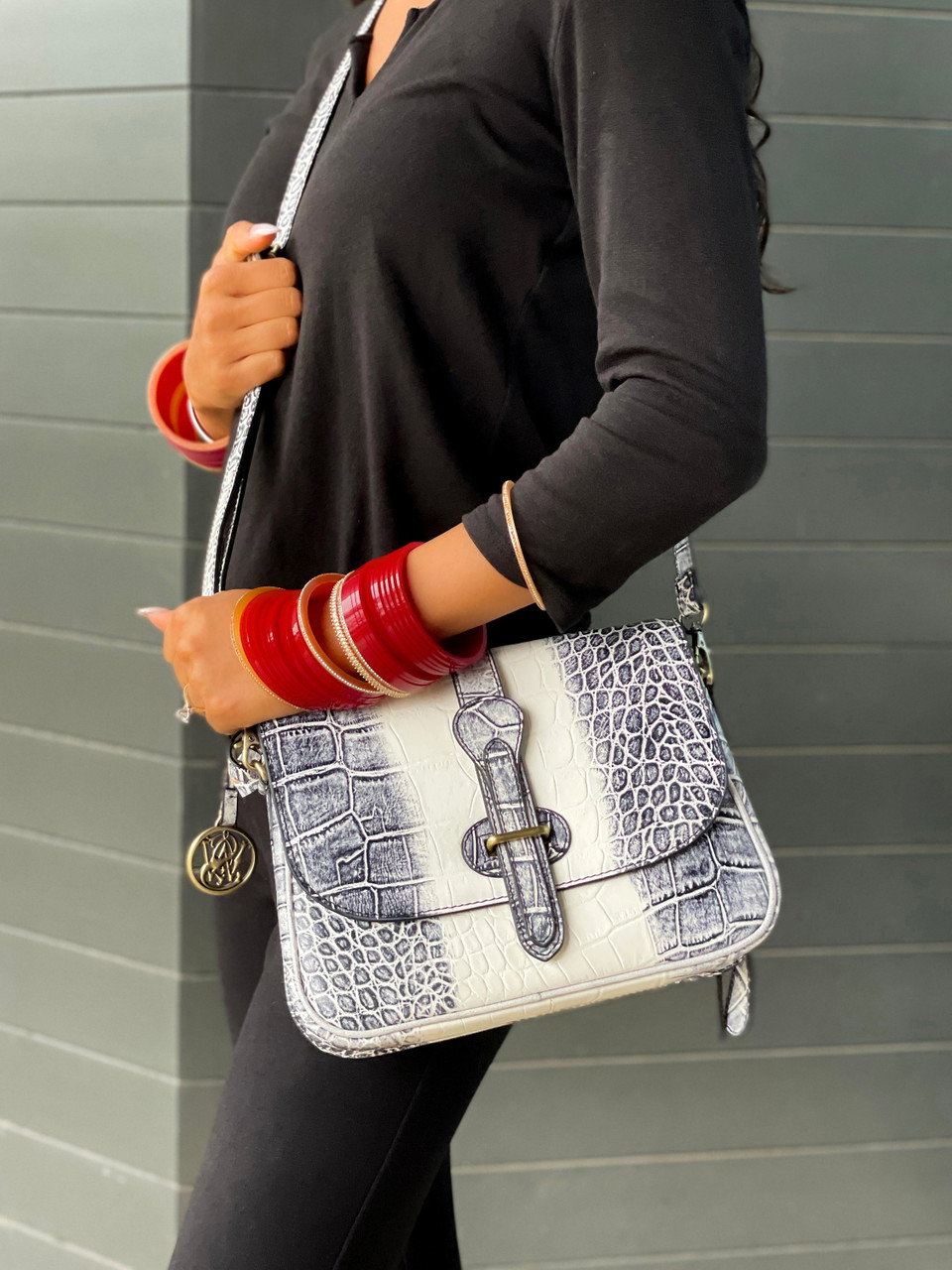 Smith & Wesson Croc Crossbody White/Black