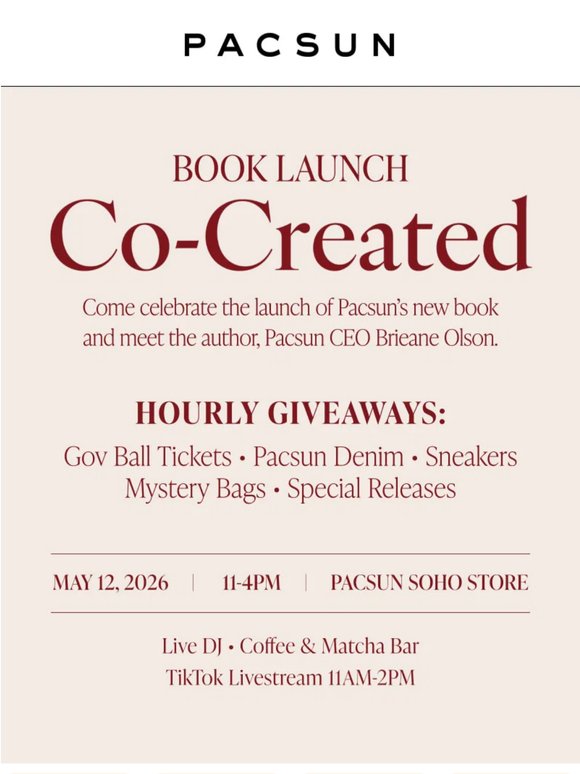 Pacsun SoHo: Celebrate the launch of Co-Created 📚