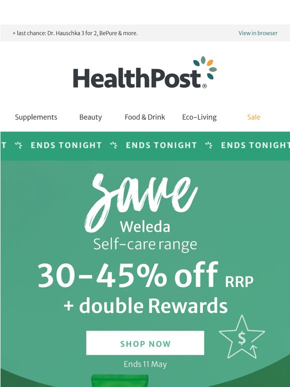 Ends tonight: 30-45% off + 2x Rewards on Weleda Self-care ✨