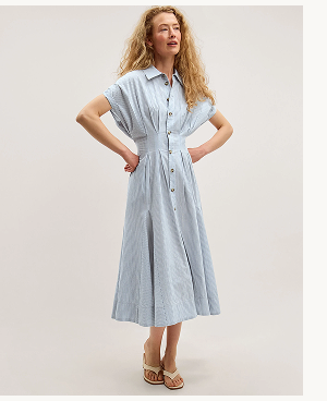 Dory Stripe Midi Shirt Dress Blue