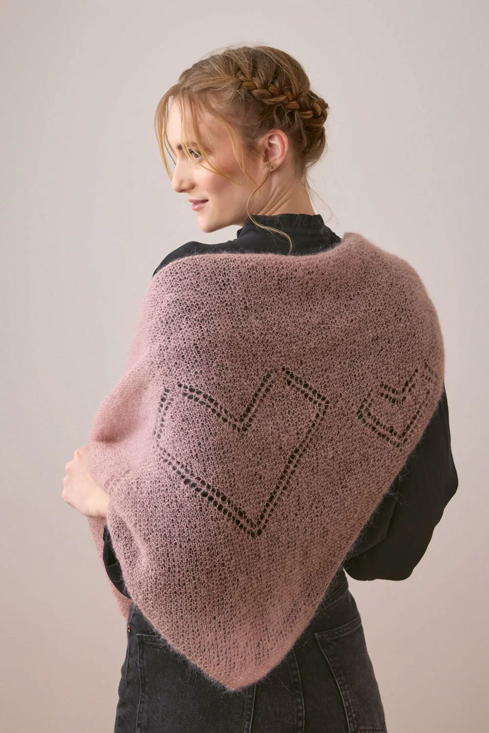 Strickset Dreieckstuch rosa