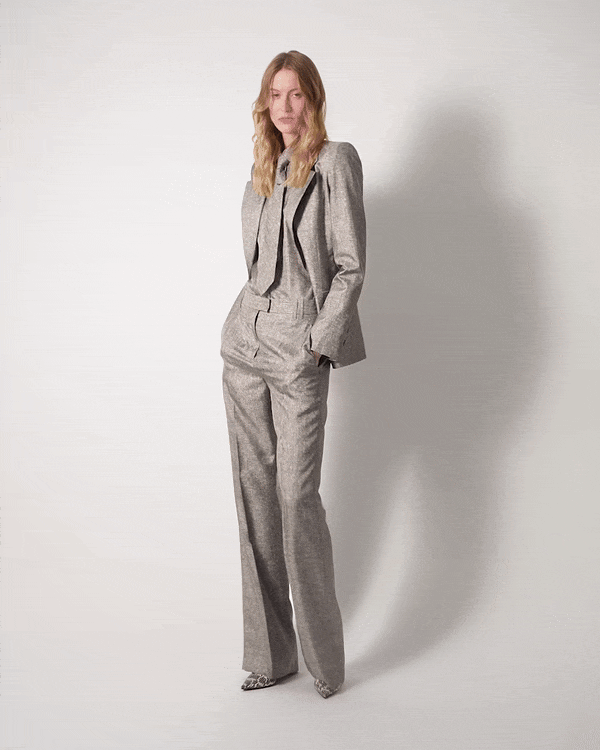 Veste de costume en twill de soie imprimé Lino