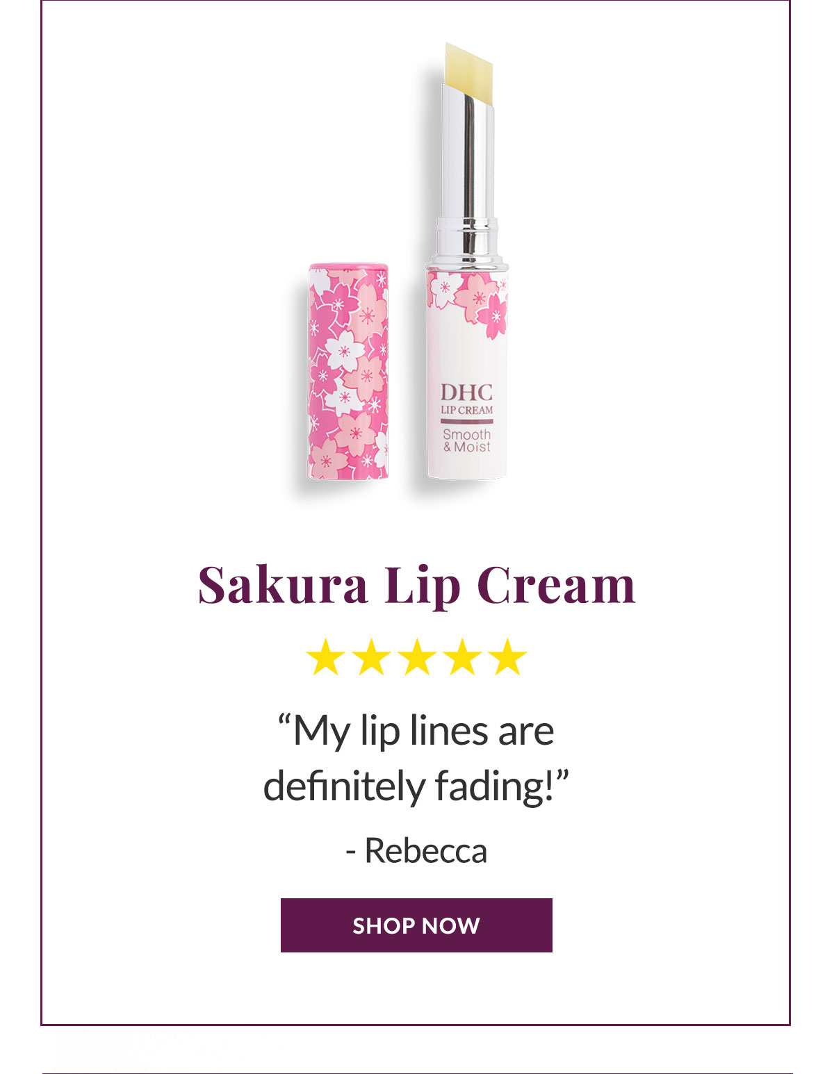 Sakura Lip Cream soothes and softens lips