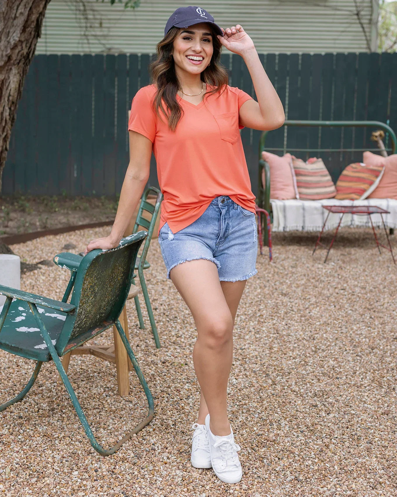 Image of True Fit Perfect Pocket Tee in Apricot