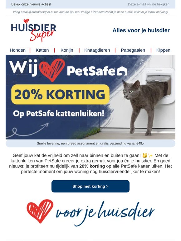 🐱 20% korting op PetSafe kattenluiken!