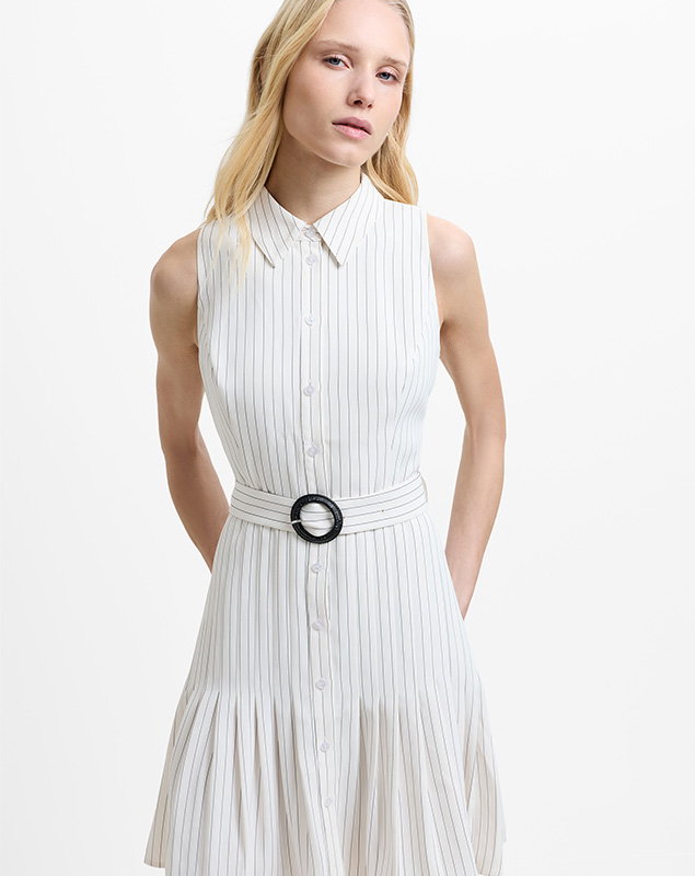 Vinnie Pinstripe Mini Shirt Dress