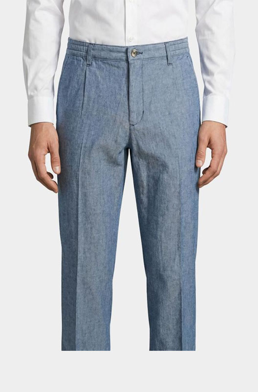 Bos Linnen Broek Blauw