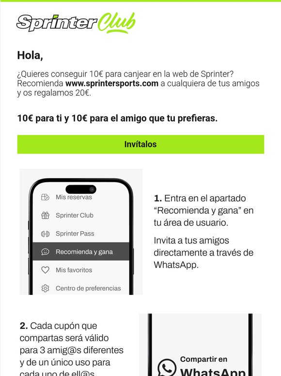Recomienda Sprinter y consigue 10€ 🤑