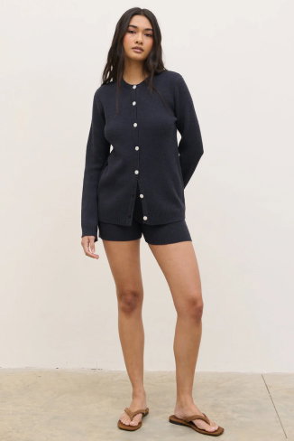 Gracie Fine Tape Knit Cardigan & Shorts