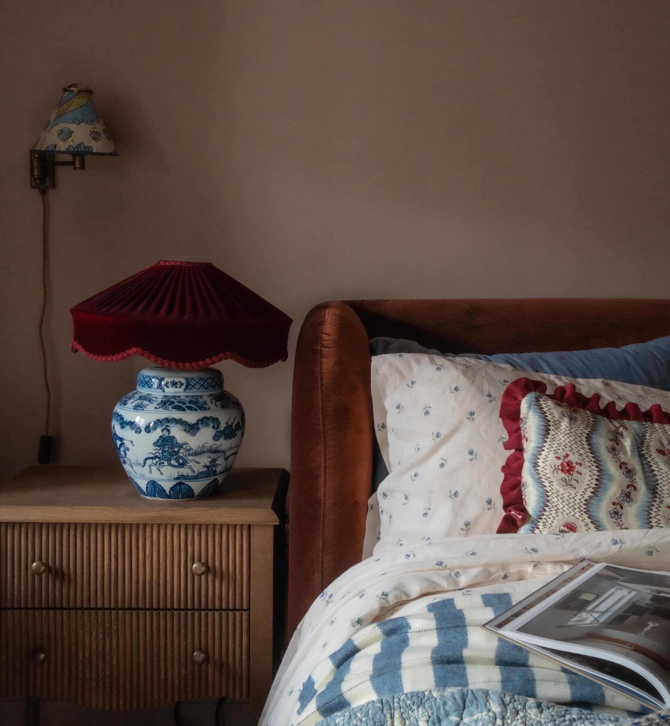 Dusk Blue Posy Bud Linen Blend Duvet Cover