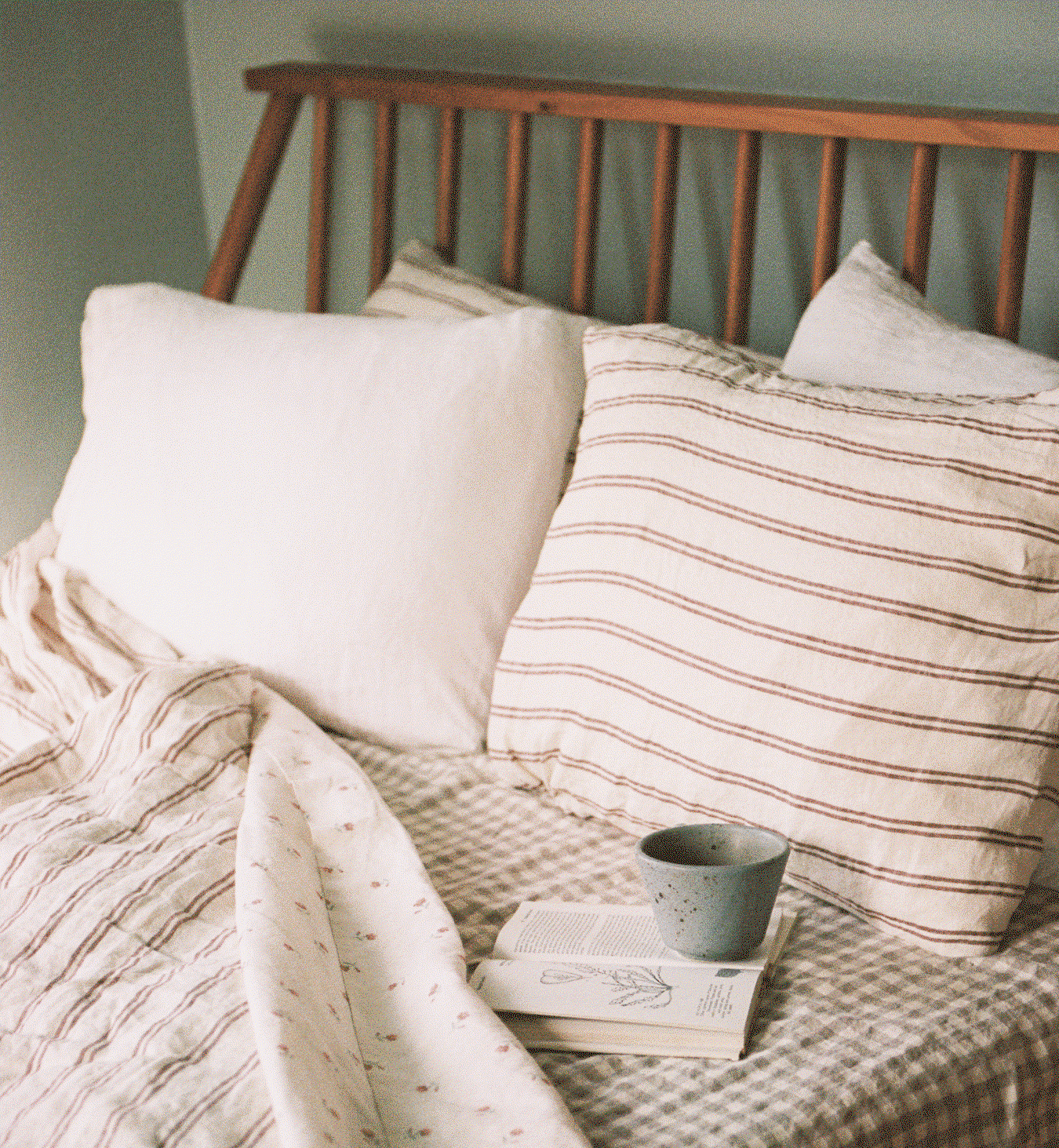Rhubarb Kemptown Stripe Linen Blend Duvet Cover