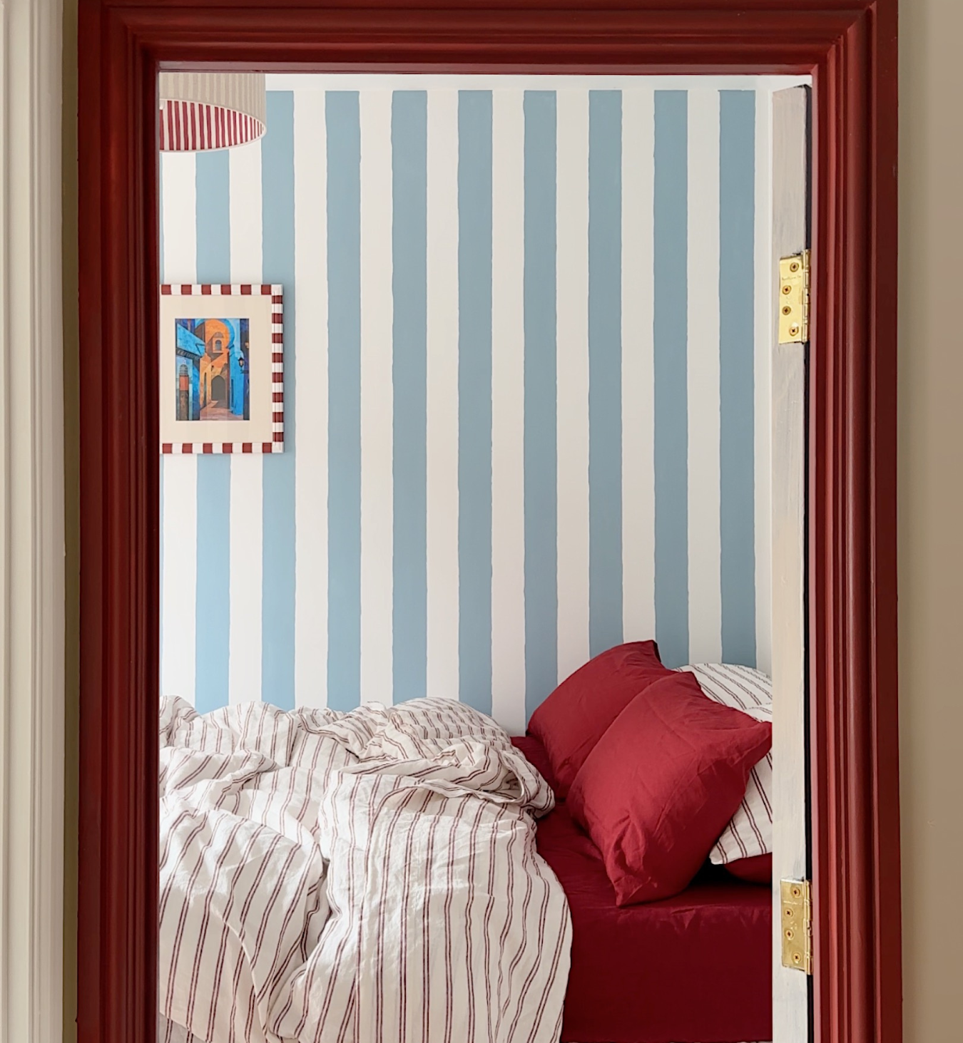 Rhubarb Kemptown Stripe Linen Blend Duvet Cover