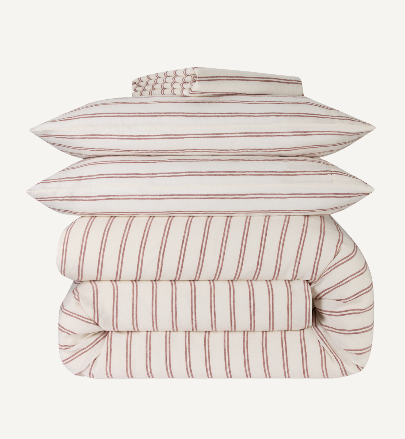 Rhubarb Kemptown Stripe Linen Blend Duvet Cover 
