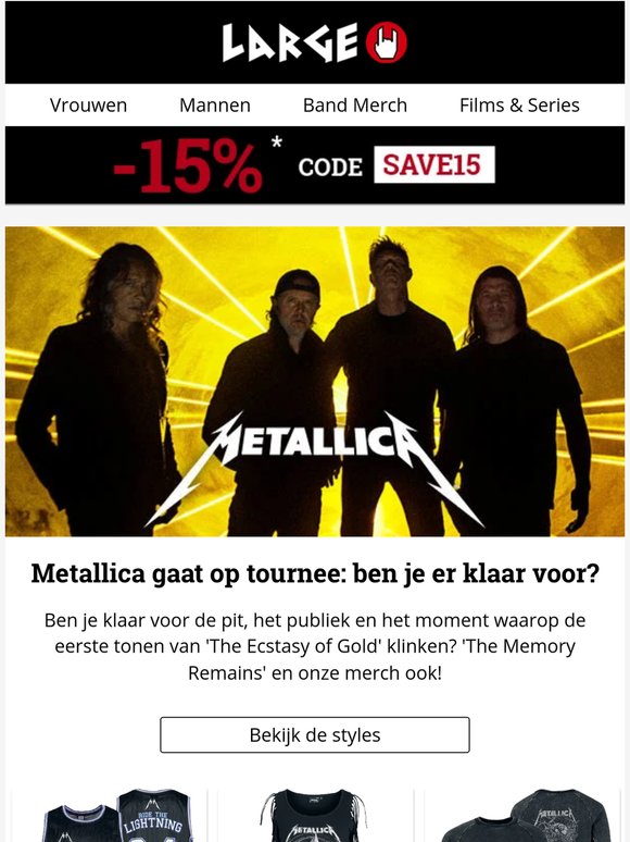 15% KORTING op bandmerch & killer styles! 🤘