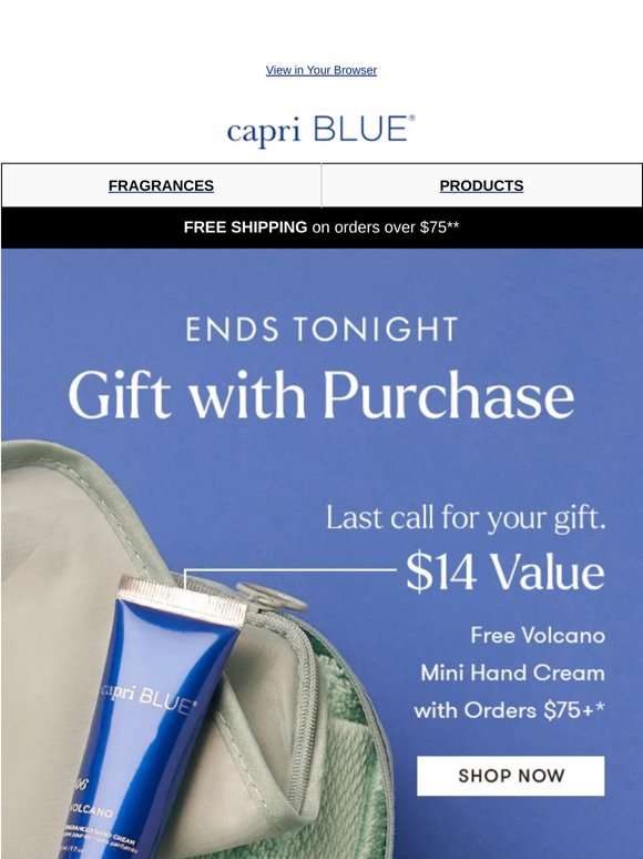 Ends Tonight! Free Gift with $75+