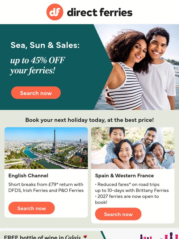 Sea, Sun & Sales: up to 45% OFF your ferries!