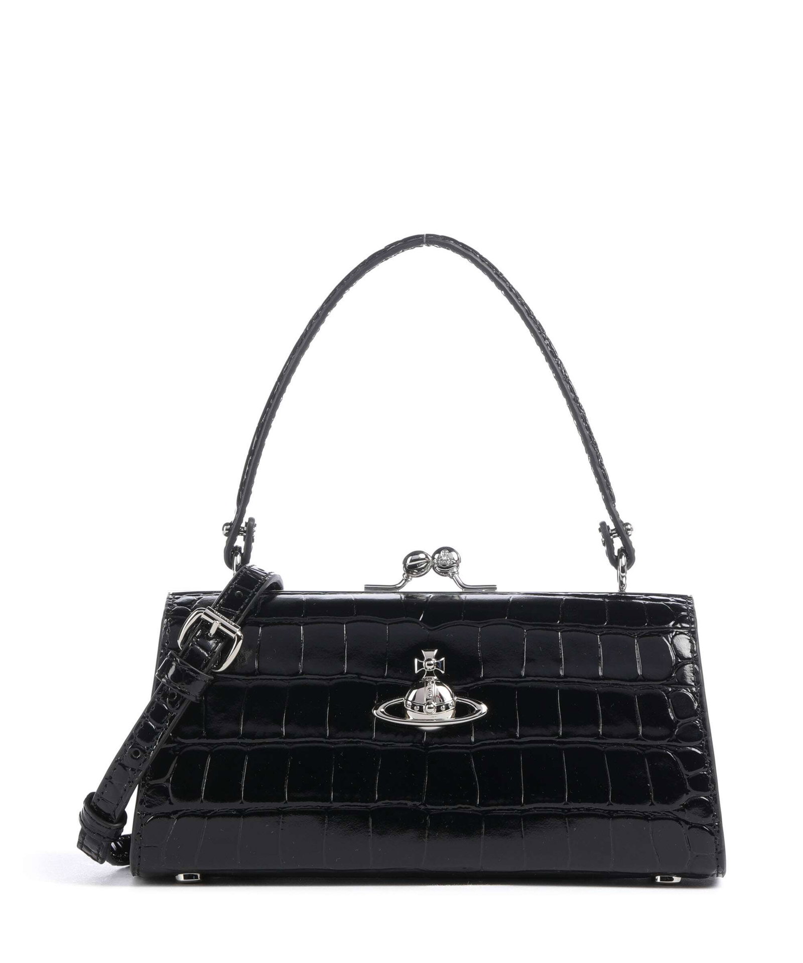 Vivienne Westwood Doll Frame Embossed Croc XL Handbag embossed calfskin