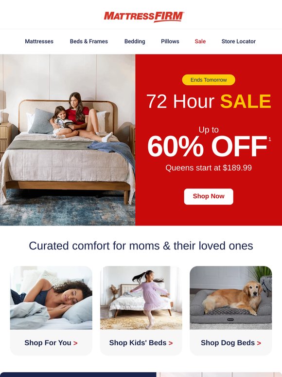 🎁 Treat Mom, treat yourself! Score up to 60% off select beds.