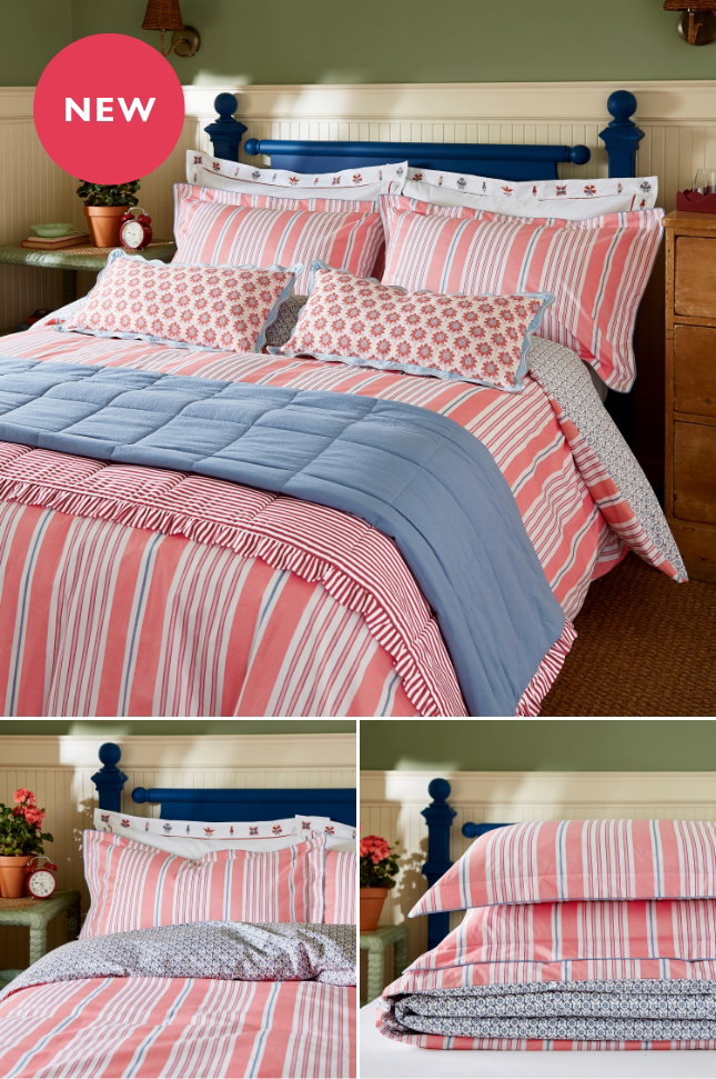 Joules Siesta Stripe Bedding in Red