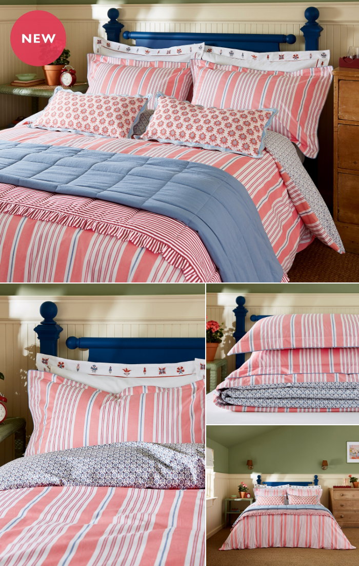 Joules Siesta Stripe Bedding in Red