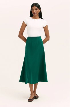 Mae Bottle Green Ponte Jersey Midi Skirt
