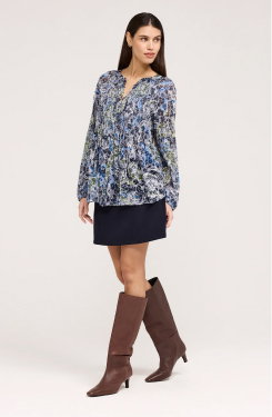 Martha Navy Floral Jersey Blouse
