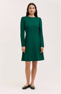 Eva Bottle Green Ponte Jersey Short Dress